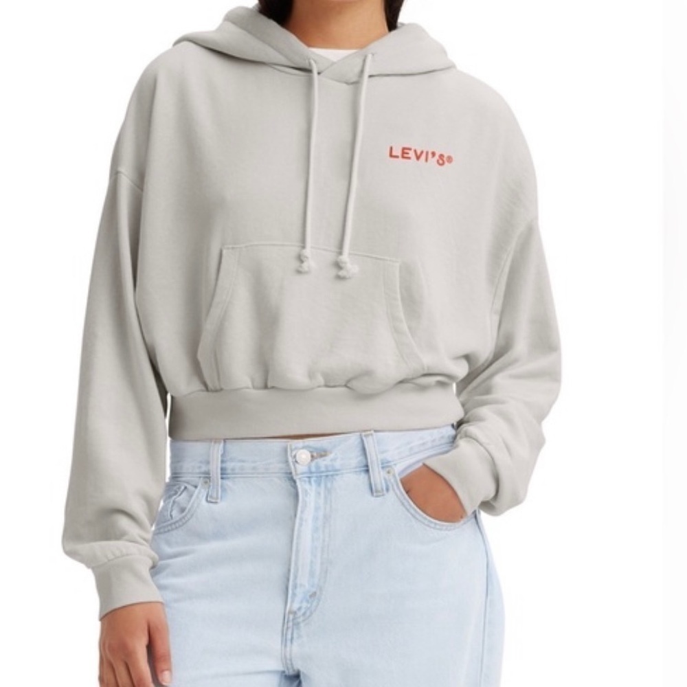 Levi's Women's Graphic Cropped Cotton Blend Laundry Day Hoodie XXL CREAM NWT - Picture 13 of 13